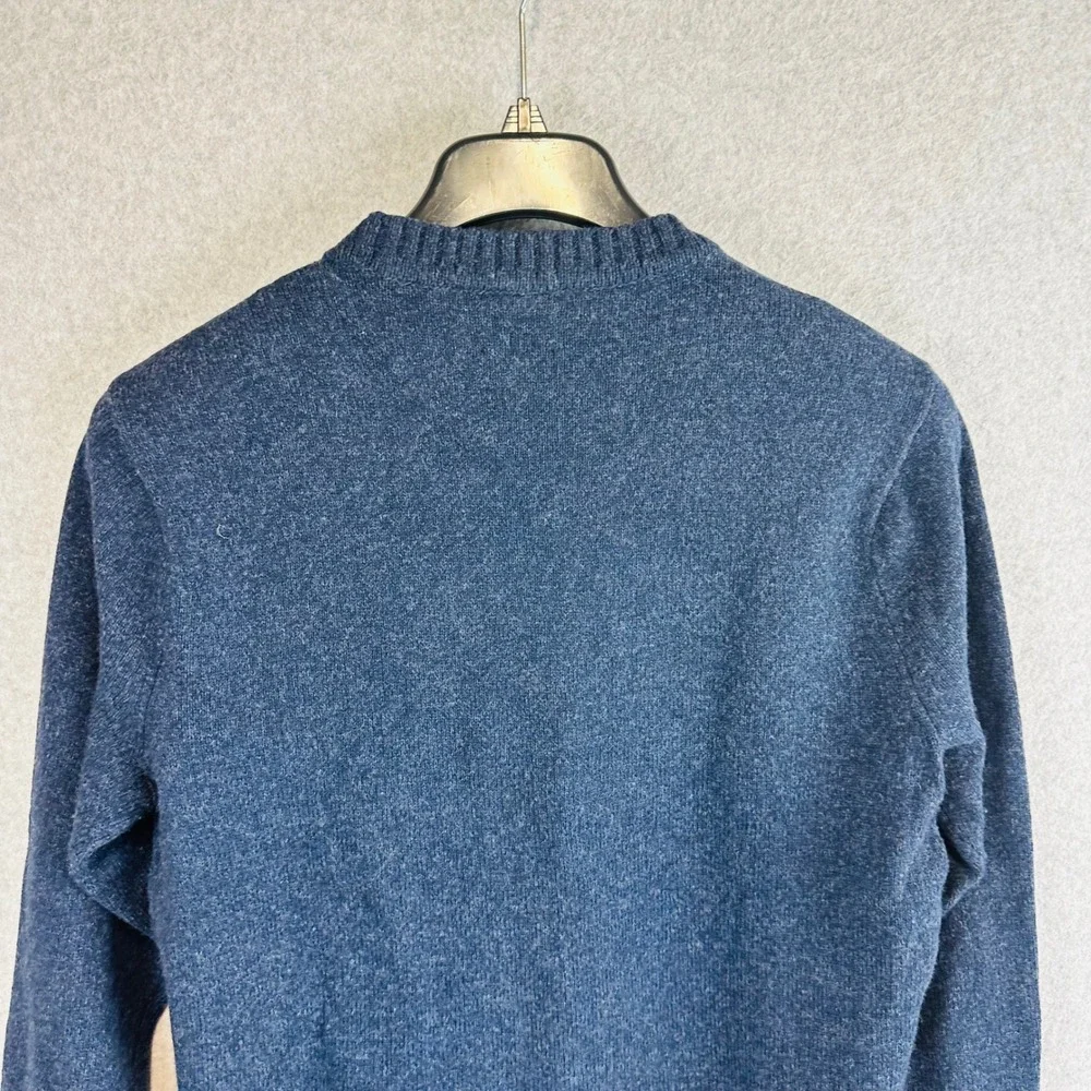 J. Crew Mens Medium Sweater Rugged Merino Blue Wool Blend Long Sleeve